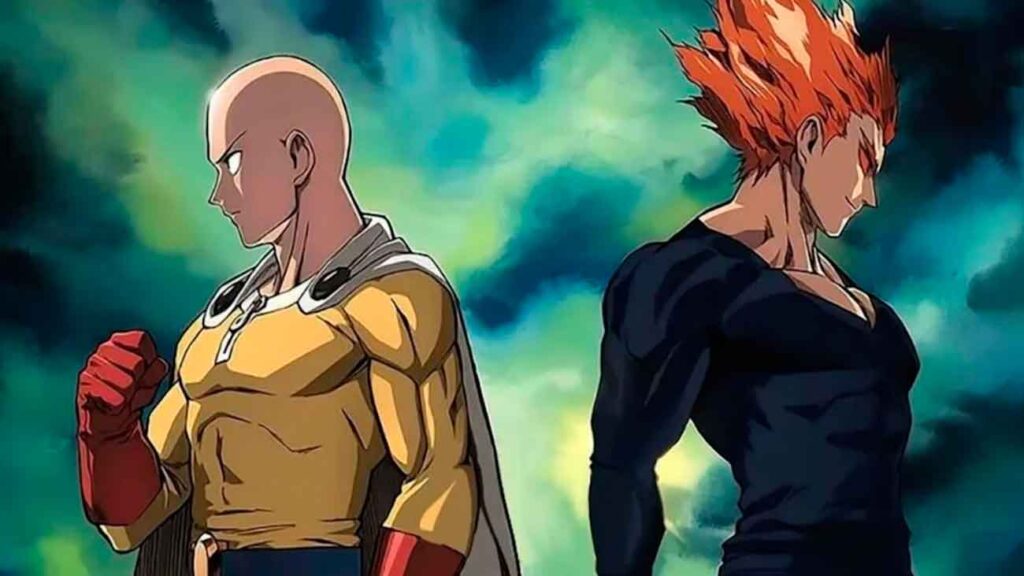 saitama y garou en el poster de la temporada 3 de one punch man