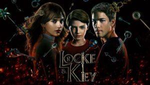 Imagen promocional de la serie Locke & Key en Netflix con los hermanos Locke en la mansión Keyhouse rodeados de misterio y elementos sobrenaturales.