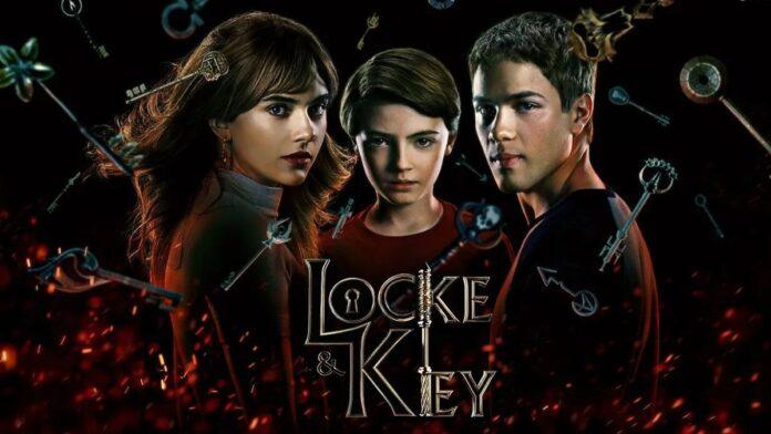 locke-and-key-serie-netflix-fantasia-terror-llaves-magicas Imagen promocional de la serie Locke & Key en Netflix con los hermanos Locke en la mansión Keyhouse rodeados de misterio y elementos sobrenaturales.